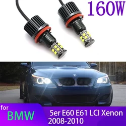 160W White LED Angel Eyes Light Ring Headlight Canbus For BMW 5 Series E60 E61 LCI Xenon Headlight 2008-2010