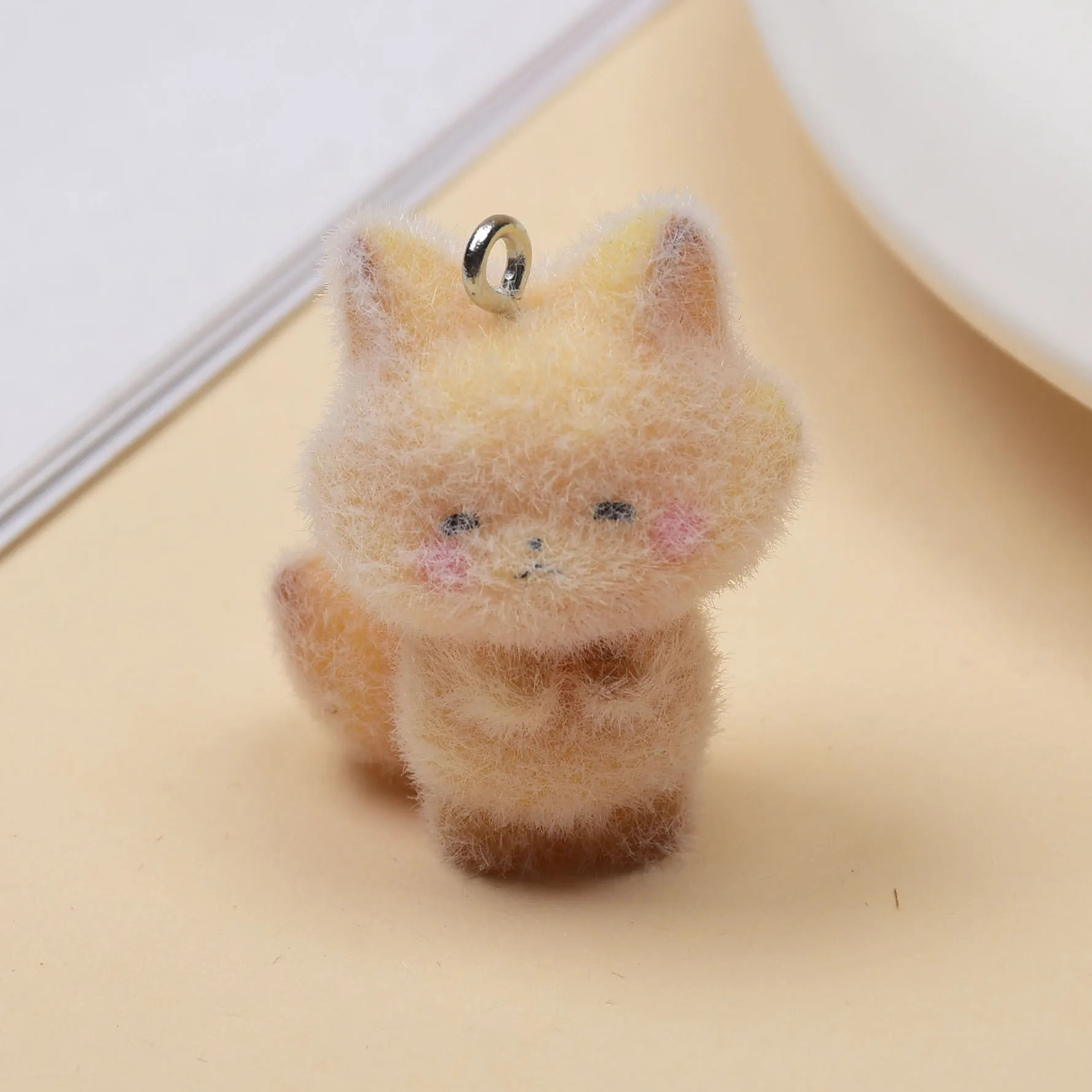 20pcs Flocking Resin cute fox Charms Cartoon Plush Animal Doll Pendant For  Earrings Keychains Making DIY Jewelry Accessories