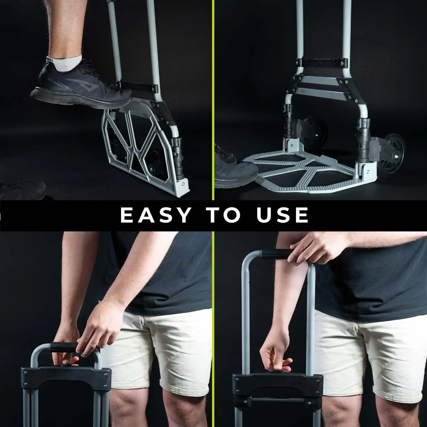 عربة شاحنة يدوية من الألومنيوم قابلة للطي شديدة التحمل، عربة متعددة الأغراض، عربة ألومنيوم خفيفة الوزن ومتينة |   سعة تحميل 80 كجم