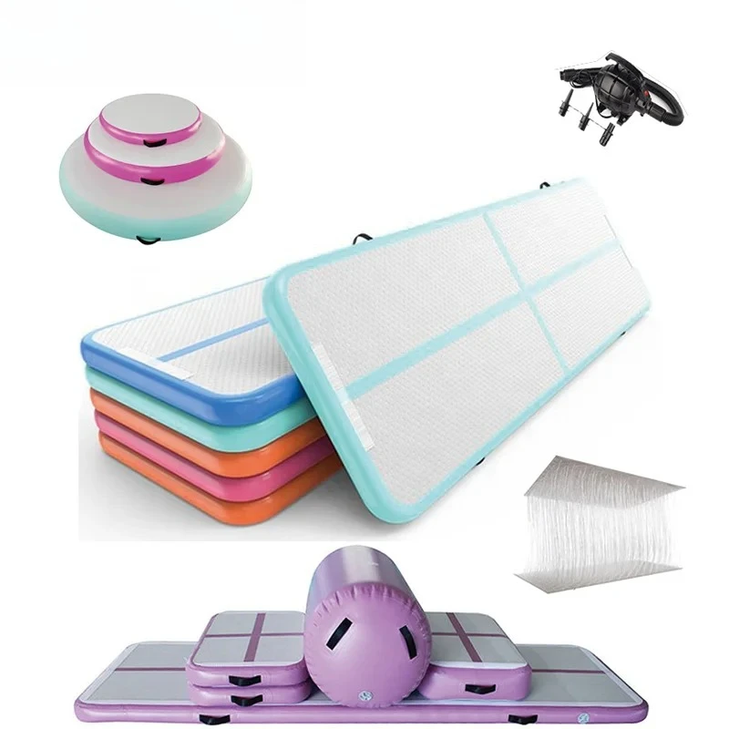 

Профессиональный гимнастический батут, 2 м, 4 м, гимнастическая дорожка, акробатические надувные складные коврики для спортзала, оптовая продажа, рулон из искусственной кожи, 8 мятный воздушный коврик