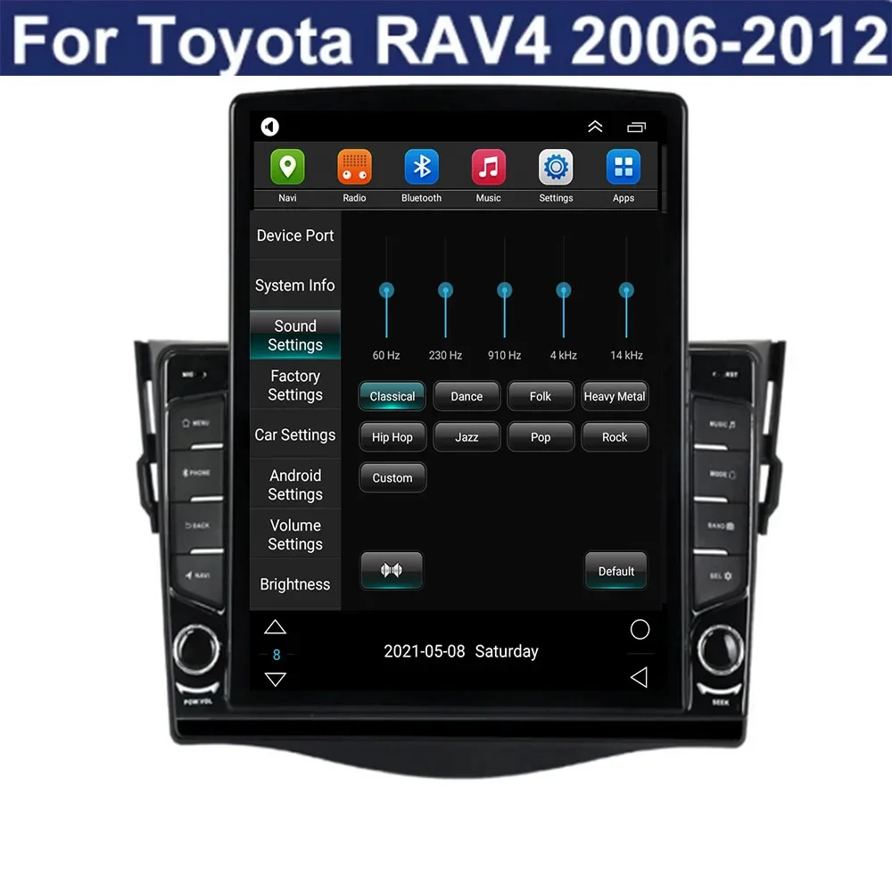 تسلا نوع الوسائط المتعددة لتويوتا RAV4 Rav 4 2006-2012 أندرويد 14 راديو السيارة مشغل وسائط متعددة لتحديد المواقع والملاحة Carplay السيارات DVD