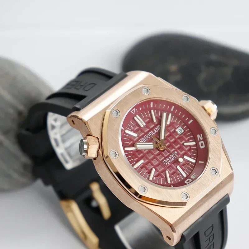 Hruodland W-002 Édition Limitée 43mm Solide Bronze Montre De Plongée Pour Hommes 9015 Mouvement Mécanique Saphir Clip Shoous Montres