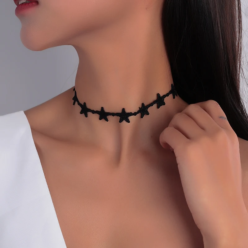 Aihua Heißer Verkauf Nettes Mädchen Schwarz Samt Spitze Schmetterling Blume Choker Halskette Sexy Loli JK Student Schlüsselbein Hals Kette Schmuck – Detail 23
