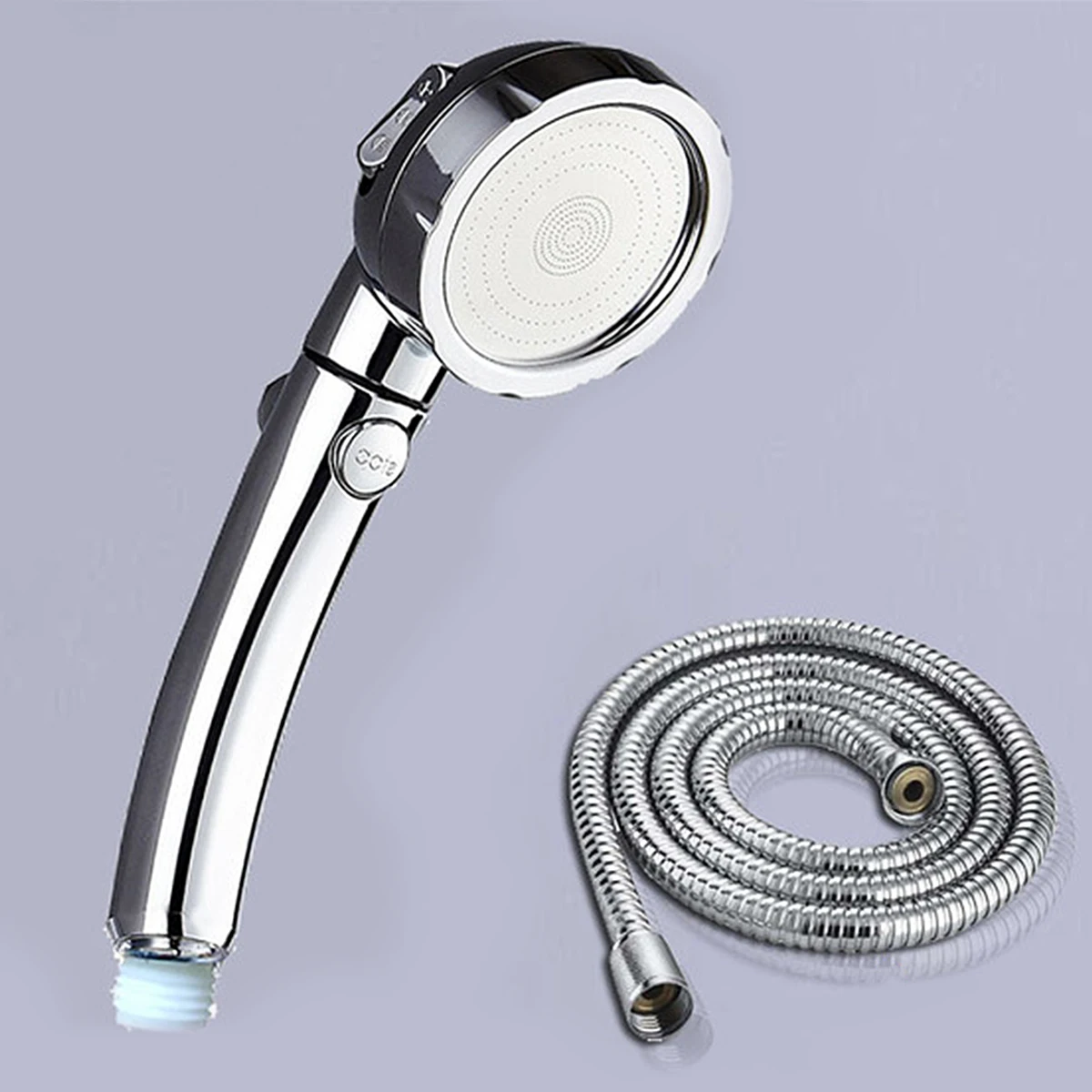 A Key to Stop the Water Switch Three-speed Adjustable Booster Shower Head Negative Ion Pressurised Water-saving Shower Head