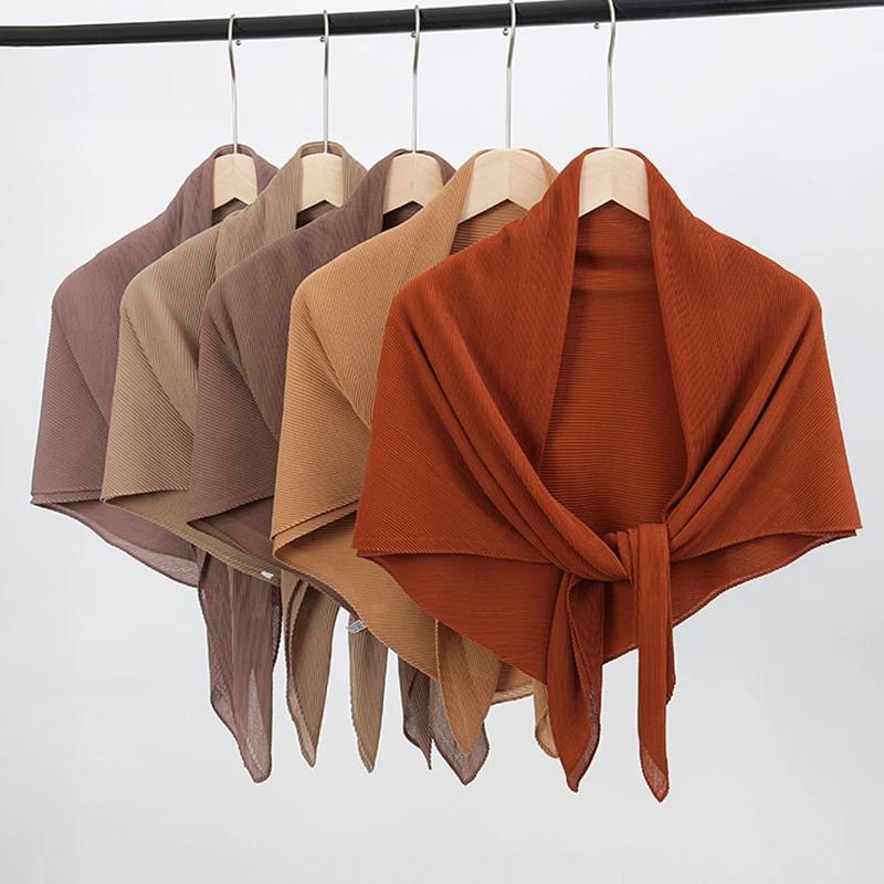 100*100cm Pleated Square Muslim Hijab Scarf Chiffon Wrinkle Headscarf Plain Women Headband Solid Islamic Crinkle Shawl and Wrap