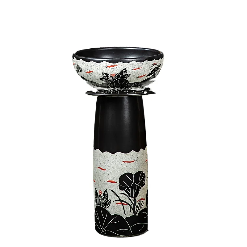 

Ceramic column type washbasin integrated balcony courtyard outdoor floor type washbasin bathroom