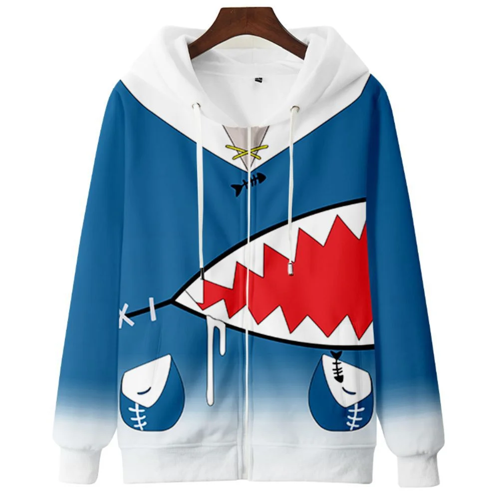 Gawr Gura Kawaii Girls Women Hoodies Fashion Harajuku Men's Autumn Winter Warm Sweatshirts Cosplay Costume Hooded Jackets Anime