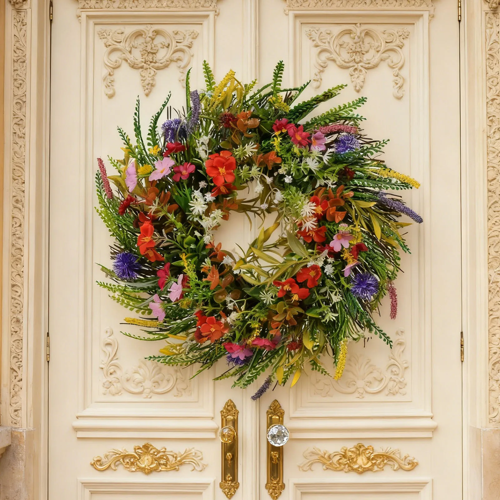 

Весенне-летний венок из искусственной травы для входной двери, декоративный венок из искусственных цветов для улицы и дома, 45 см, весенняя трава