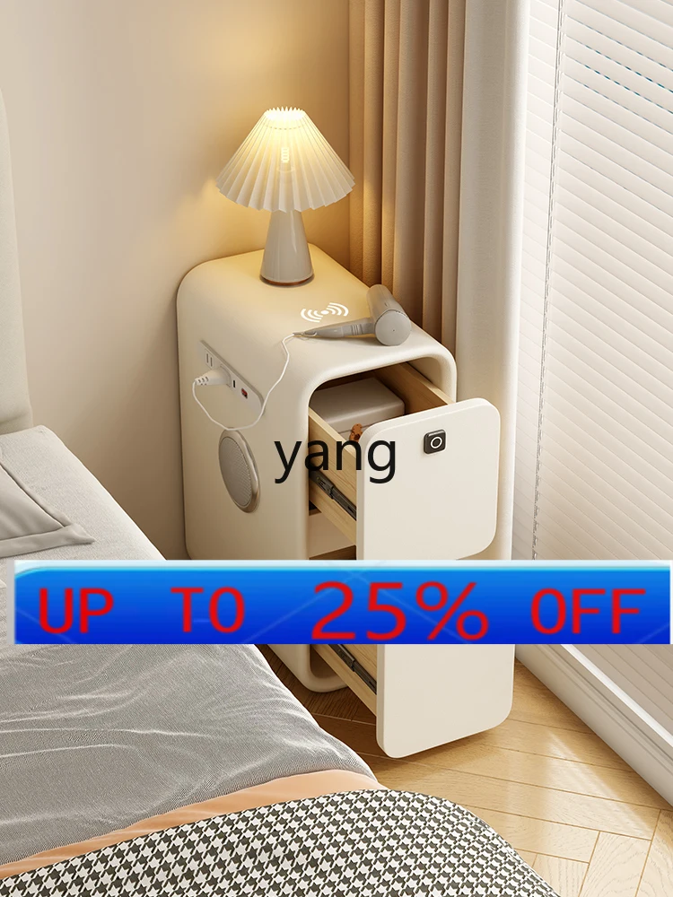 LH smart bedside table simple modern wireless charging fingerprint lock bedroom solid wood