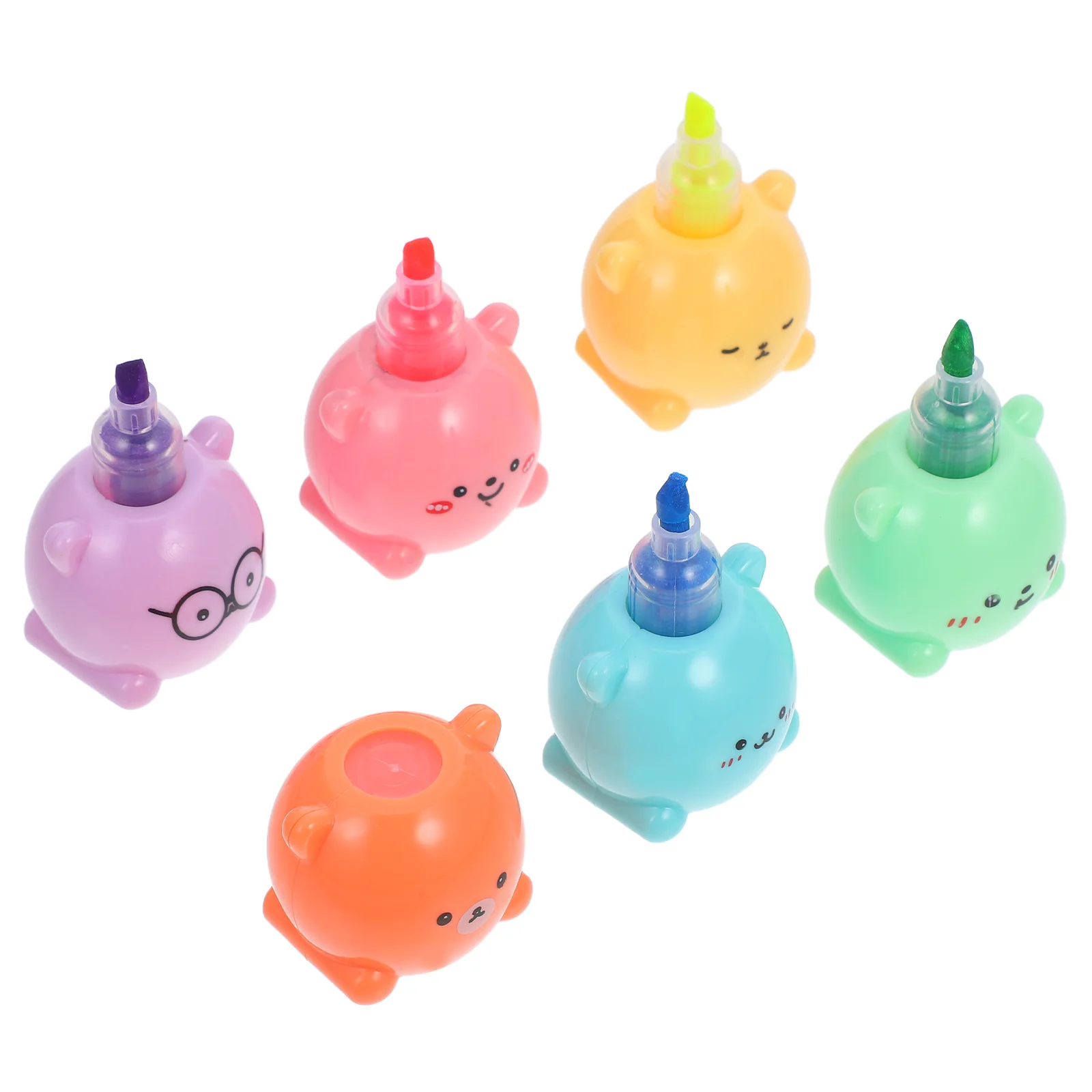 12pçs marcadores em forma de urso, marcadores pastel, canetas fluorescentes empilháveis, fofos, grossos, material escolar de escritório rápido