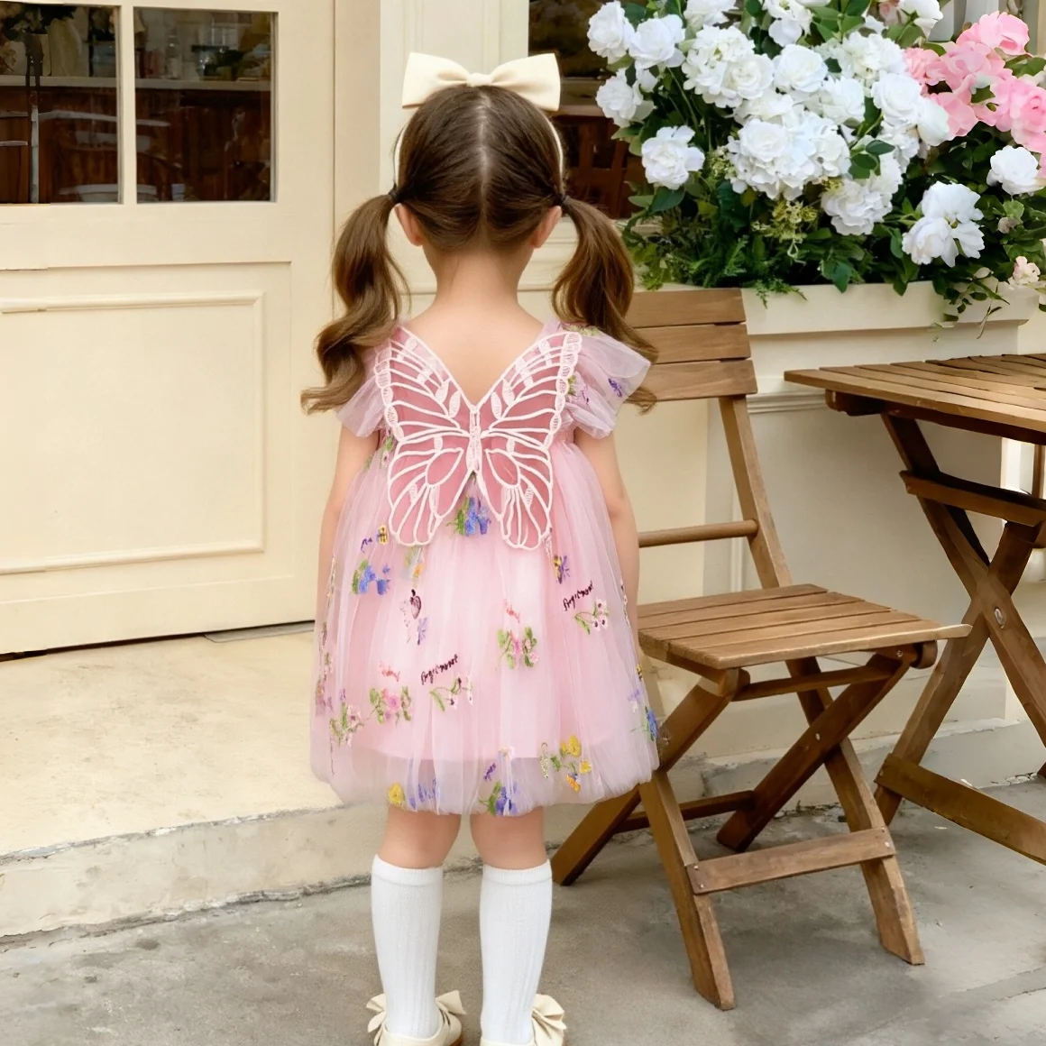 Summer New Baby Girl Dress With Sweet Flowers, Princess Dress For Baby Girl Parties, Children'S Clothing (9 Months To 4 Years)