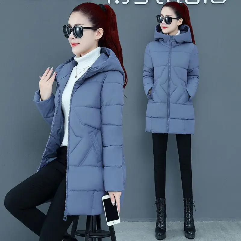 Ladies Winter Coat Women Down Cotton Hooded Jacket Woman Casual Warm Outerwear Jackets Female Girls Black Clothes PA201