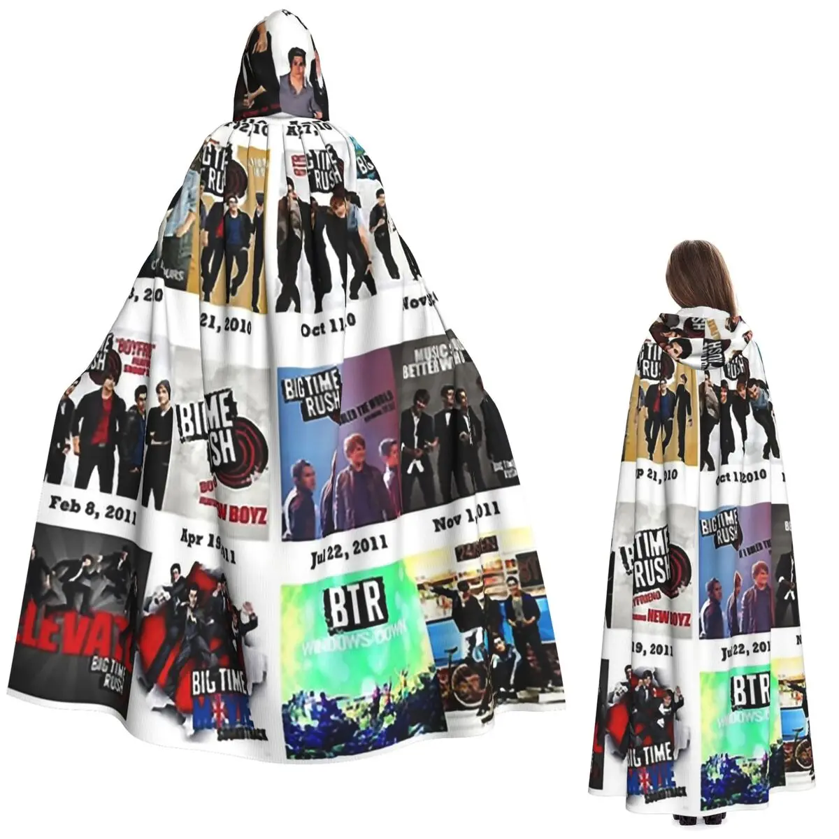 Big Time Rush Band imágenes famosas Logo capa larga con capucha disfraz Medieval de bruja capa de Cosplay fiesta de Halloween adulto Unisex