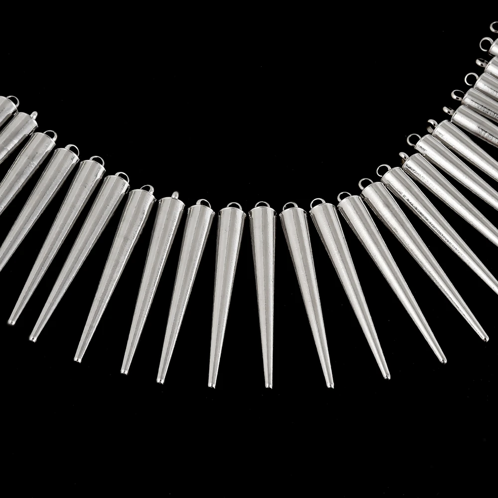 3 pièces/lot en acier inoxydable Hip Hop gros cône circulaire pointe larme Rivet pendentif bijoux bricolage Punk 3D géométrique Colgantes faisant