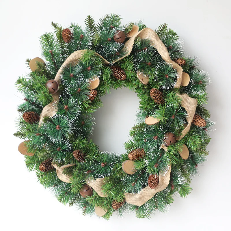 

Christmas rattan wholesale linen bell wreath