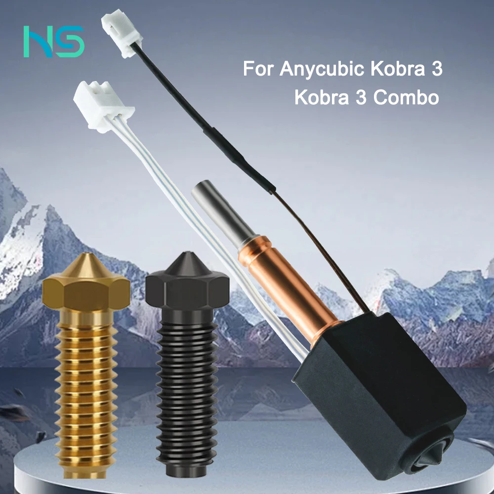 New Upgrade Hot End Kit for Anycubic Kobra 3 3D Printers Brass Hardened Steel Nozzles for Kobra 3 Combo Hot End Accessories