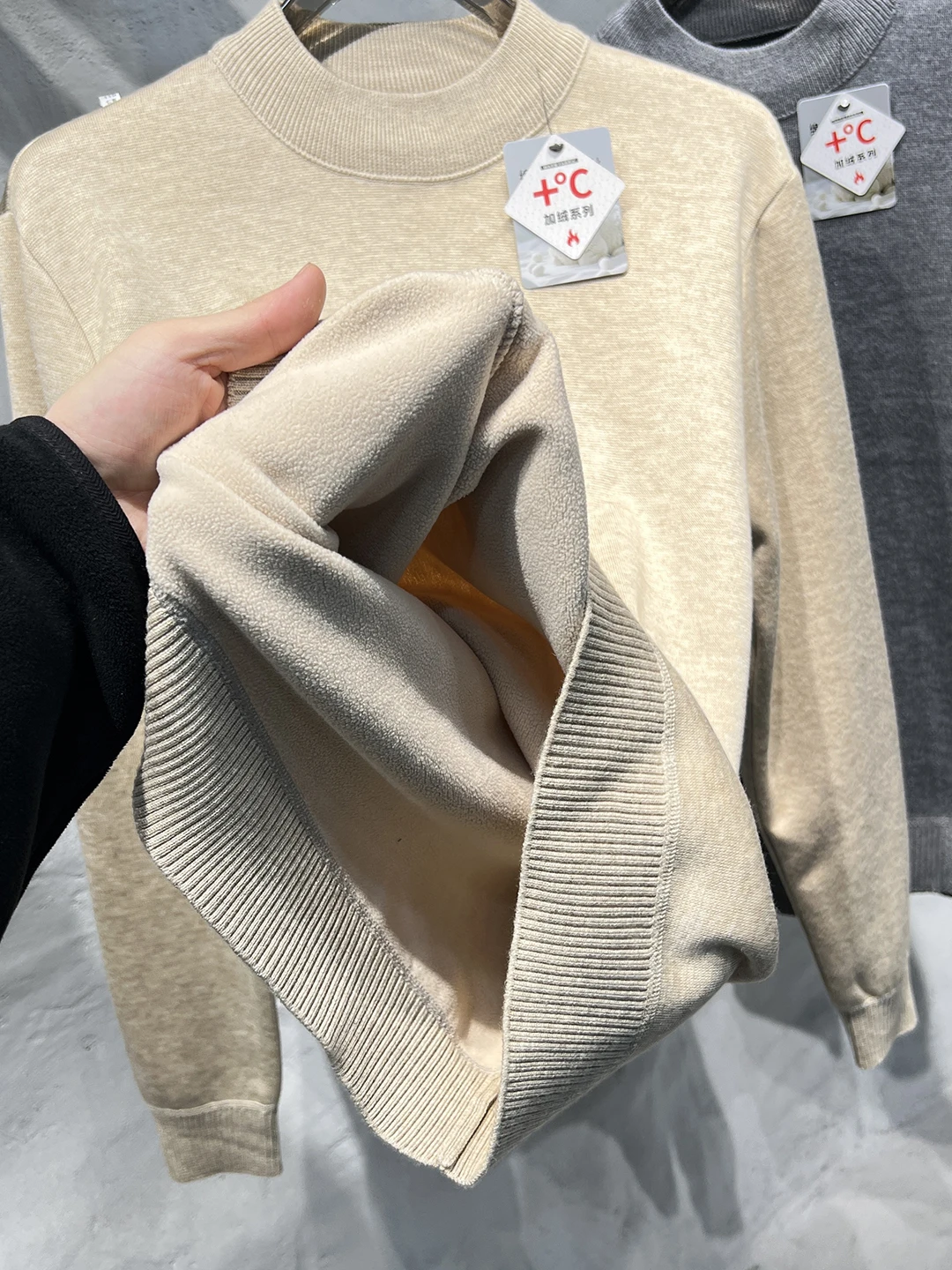 Fce Foderato Maglia Mista di Lana di Seta Casual da Uomo Faionable Collo Semi Alto Maglione Lavorato a Maglia Confortevole Miscela di Poliestere Lungo...