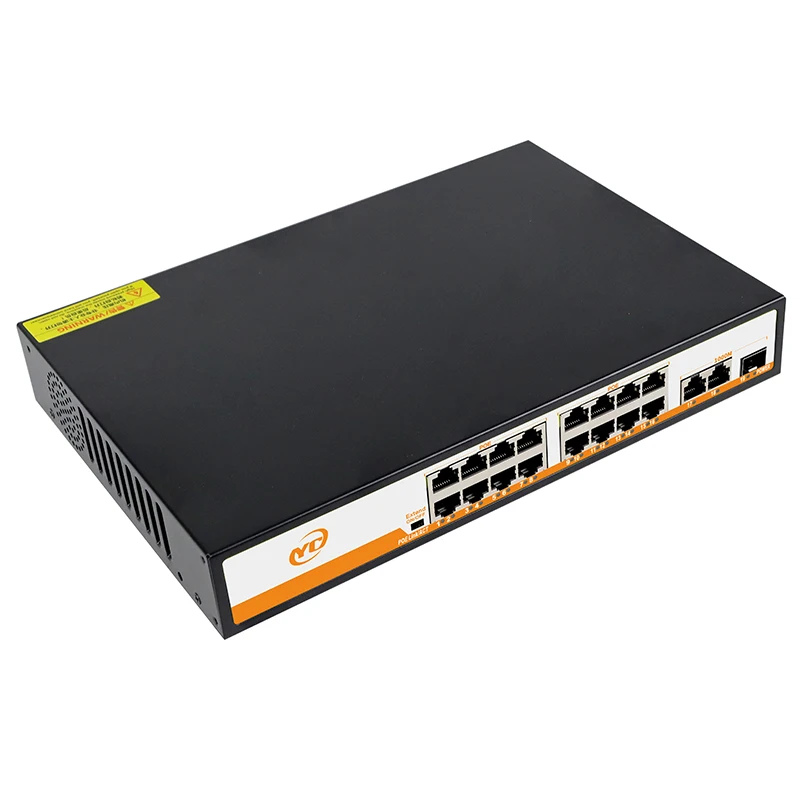ใหม่ 19 พอร์ต POE RJ45 SFP อีเธอร์เน็ตสวิตช์ 100/1000Mbps สำหรับอัพลิงค์ที่ไม่มีการจัดการปลั๊กแอนด์เพลย์สำหรับกล้อง IP/NVR