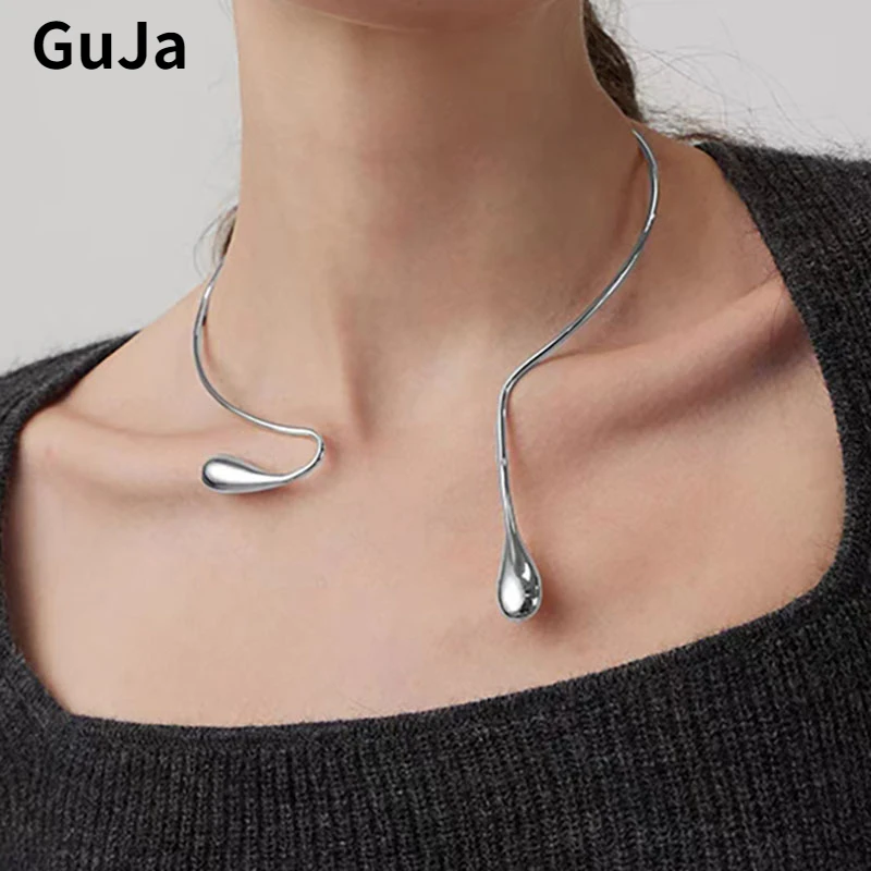 Fashion Jewelry European and American Design Metal Geometry Teardrop Necklace For Women Party Gifts Cool Trend Accessories