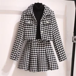 Women 2025Autumn Winter New Two-piece Korean Of The Thick Plaid Small Suit Jacket Shorts Fashion Small Fragrance Button SuitC628
