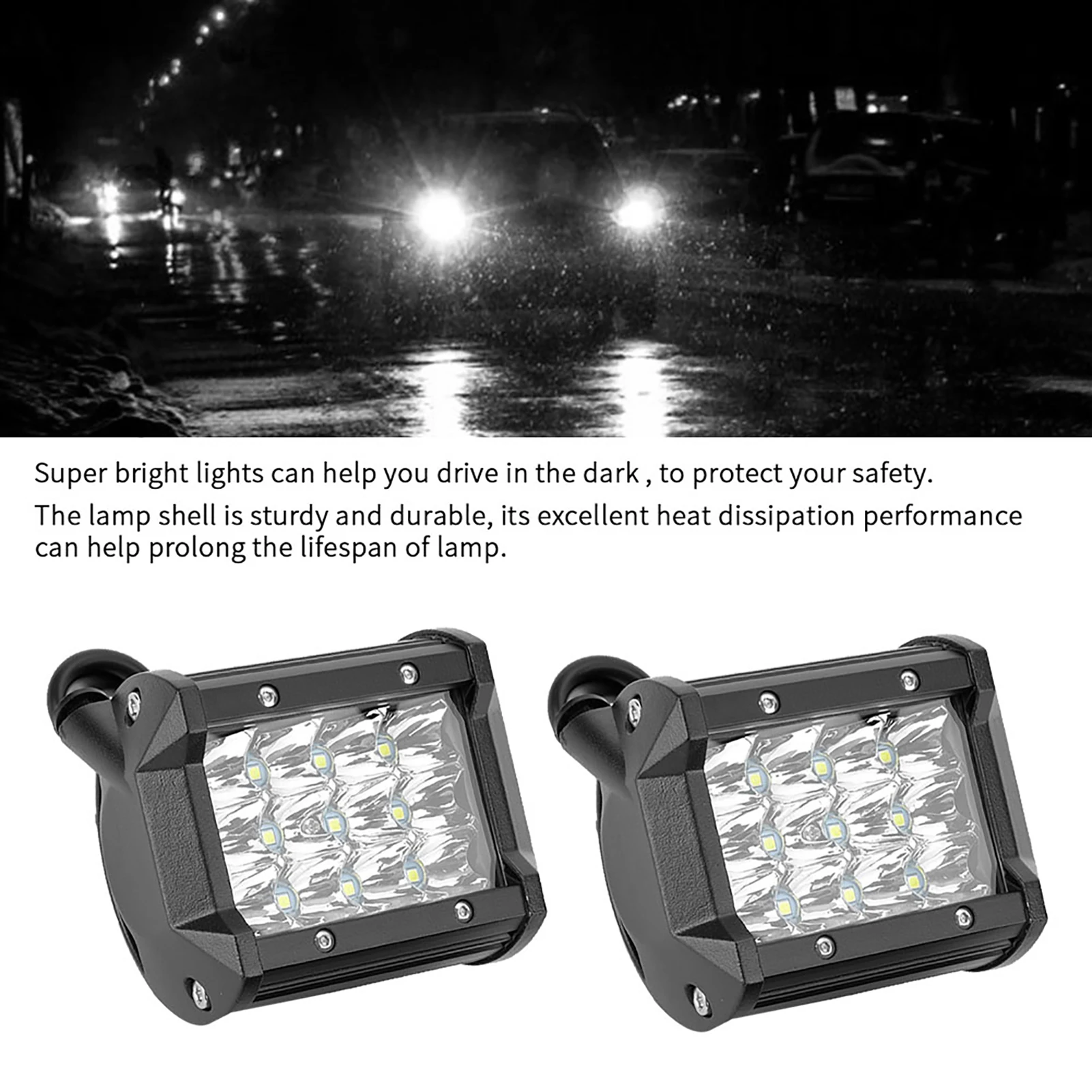 

RV 36W Work Light, 1 Pair 4inch 4-Row 36W LED Universal Working Light Bar Driving Lamp Car Truck Modification