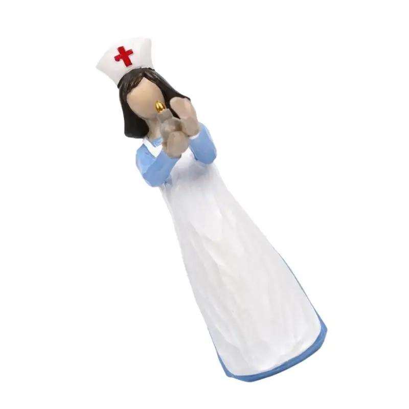 E8BD Symbolic Nurse Sculpture with Heart Lamp Resins Gift For Hospital Staff