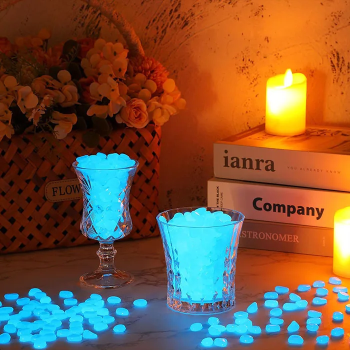 Colorful Glow In The Dark Luminous Pebbles Garden Stones For Outdoor Garden Pathway Aquarium Fish Tank Potted Plant Decor view 4