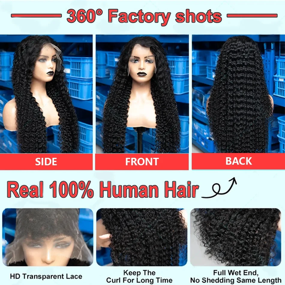 Mossily Curly Wigs Human Hair 13X6 Hd Lace Front 30 40 Inch Deep Wave 200 Density 13X4 Transparent Lace Frontal Wig for Women