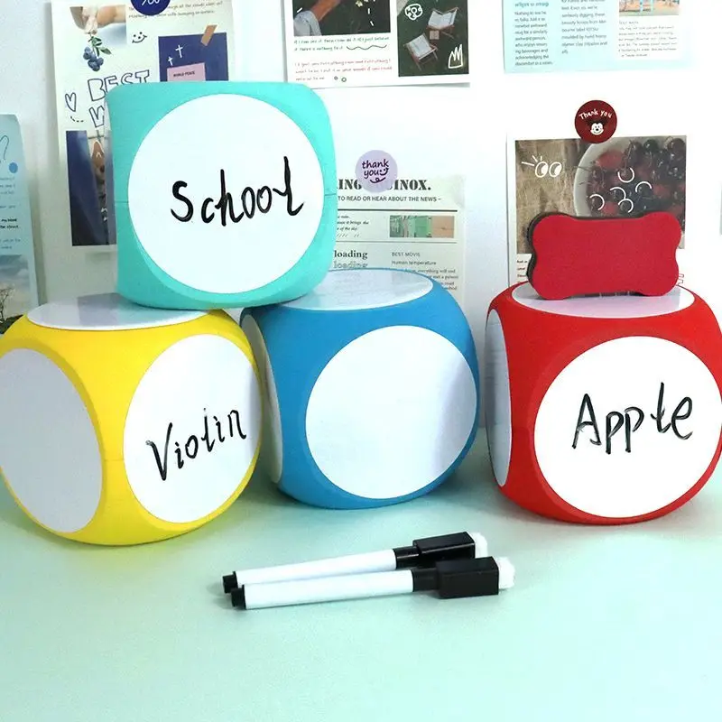 4x4 Inch Dry Erase Cube Multipurpose White Boards Dice Cube Educational Dice Write on Wipe Off Dry Erase Block Cube Dice