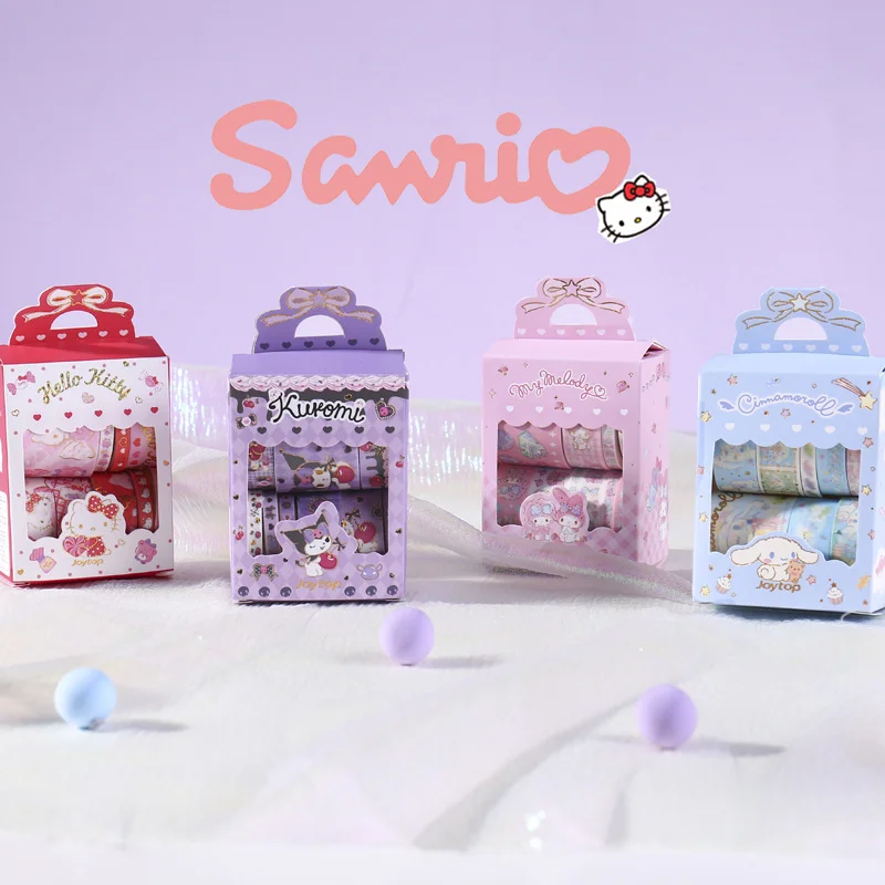 10roll/ Box Sanrio Cinnamoroll Cartoon Stickers Roll Accessories Tape Diy Scrapbooking Journal Collage Decor Stickers Kids Gift