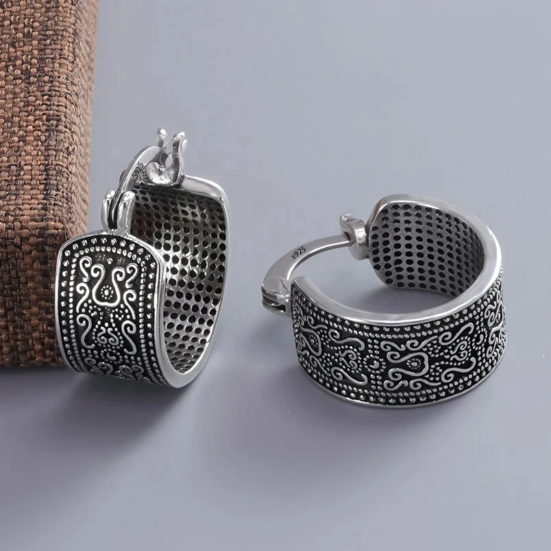 VENTFILLE-pendientes de perlas con textura de Lava líquida para mujer, de Plata de Ley 925, diseño Retro, joyería versátil, regalo, triangulación de