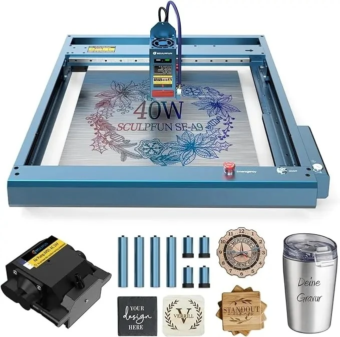 SCULPFUN SF-A9 40W High Speed CNC Desktop Diode Lazer Engraver Automatic Metal Laser Engraving Machines With Fan Control