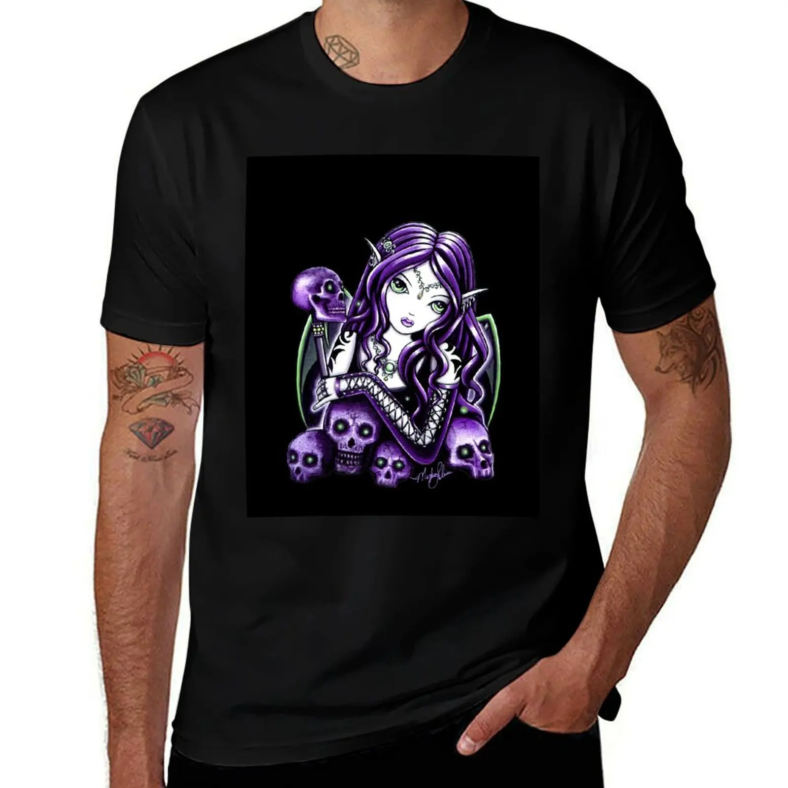 Belladonna Gothic Purple Skull Fairy T-Shirt plain anime mens t shirts top quality