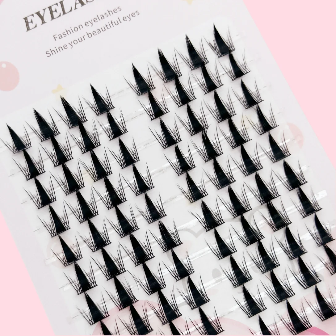 Elf Eyelash Clusters 10-14mm, Comic-Style Curled Eyelash Clusters D-Shaped, from Wide Eyelash Clusters, with a Moist Effect like
