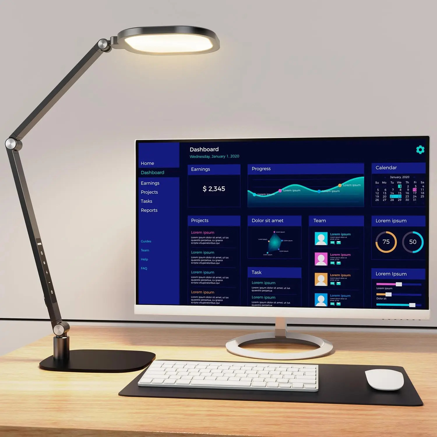 

Adjustable LED Desk Lamp with 3 Color Temperatures, Dimmable Light for Home Office & Video Calls