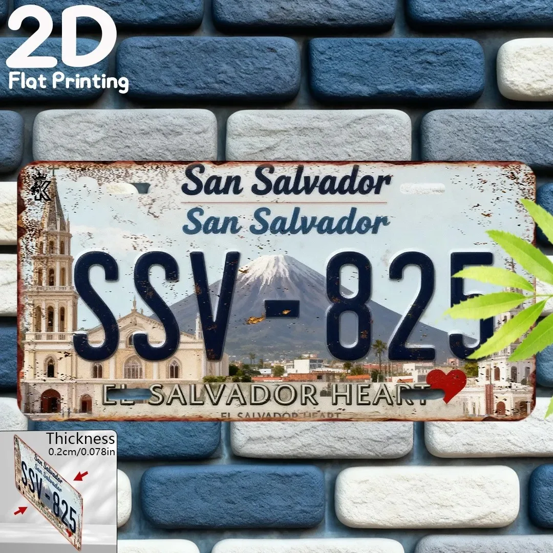 1pc Customizable 2D Flat Print Aluminum Plaque 6x12in, San Salvador SSV‑825 El Salvador Wall Ornament Restaurant Travel Souvenir