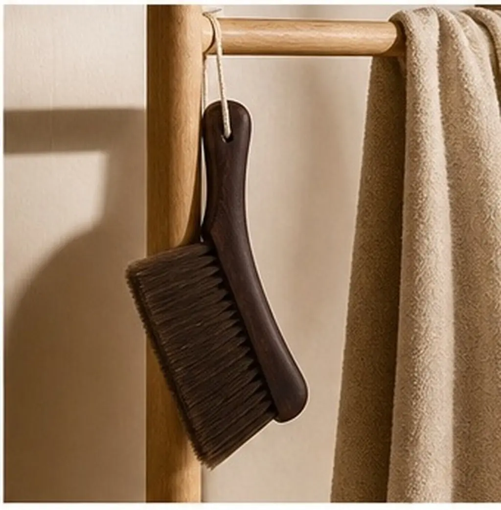 Hand Sweeper with Wooden Handle Soft Dense Bristles Compact Handheld Broom for Bed Sheets Couches Carpets Countertops Dust