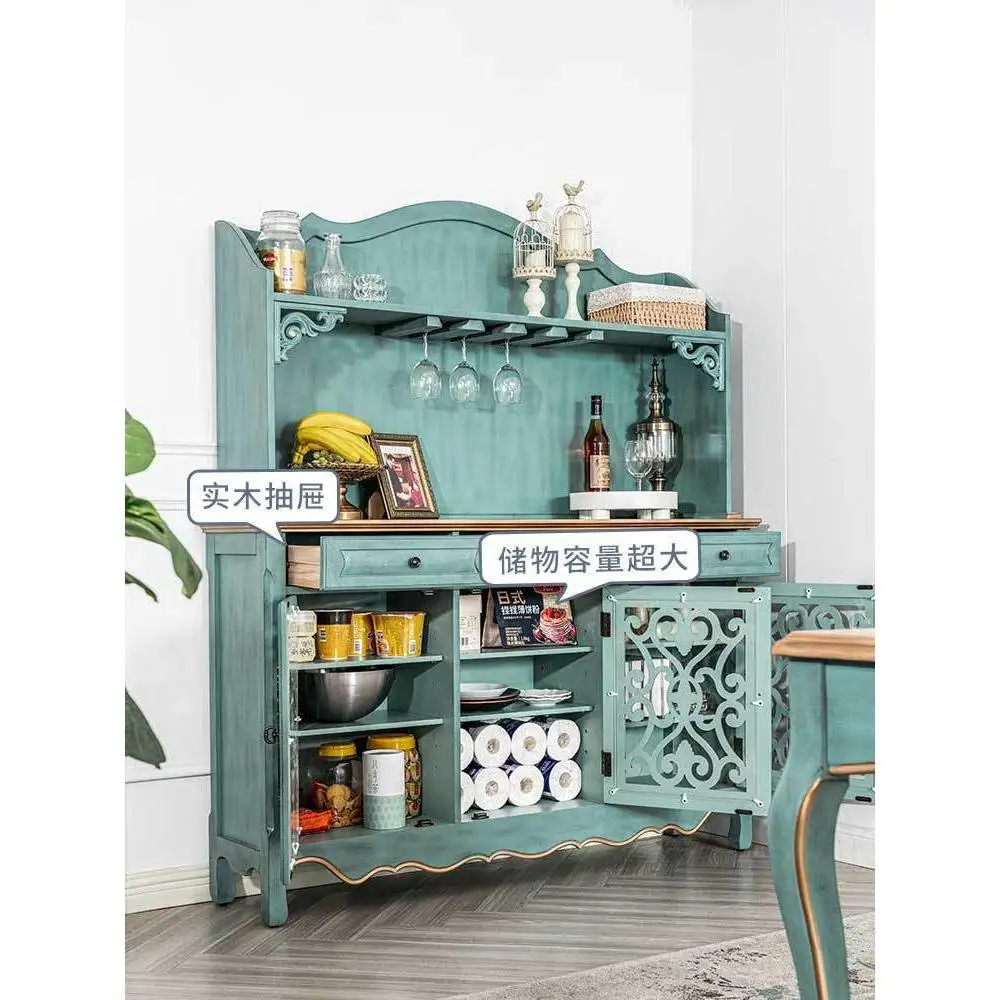 American retro dining side cabinet Mediterranean style two doors three doors wine cabinet entrance cabinet living room kitchen