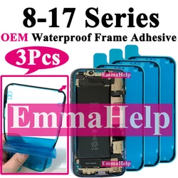 EmmaHelp-Autocollant étanche pour écran LCD OEM, colle pour iPhone 11, 12, 13, 7, 8 Plus, XS, X, 14, cadre adhésif, ruban d'étanchéité, 3 pièces