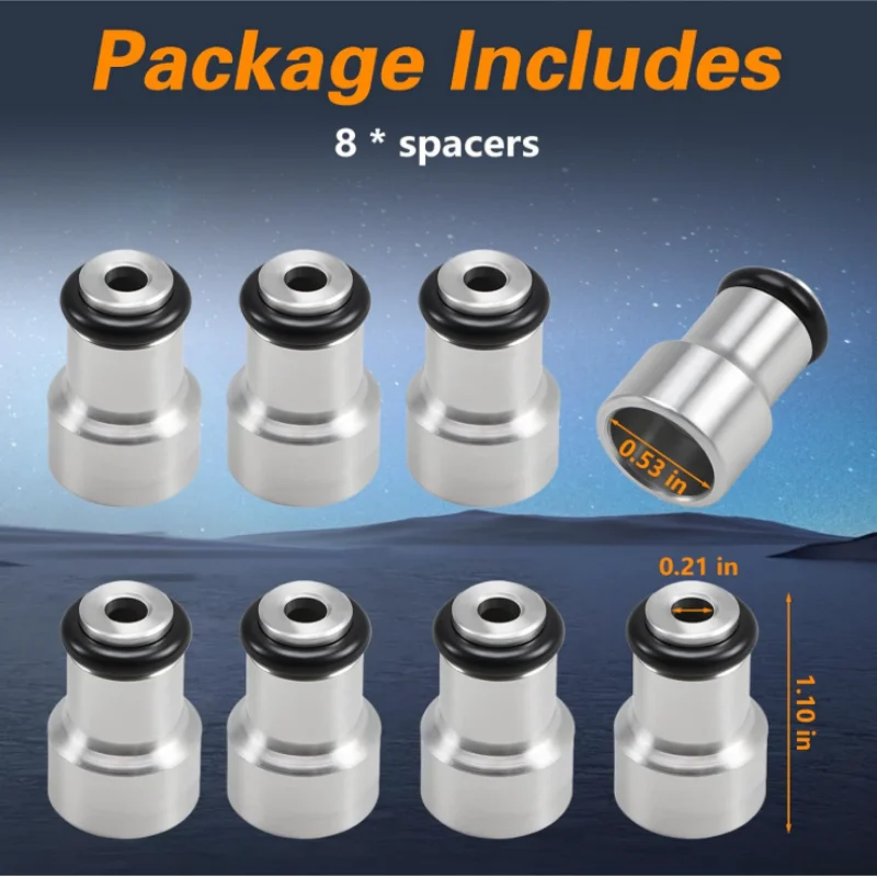 551371 1 Set of 8 Fuel Injector Spacers Convert LS1 Fuel Injector to LS Truck Injector 6061 Aluminum Alloy