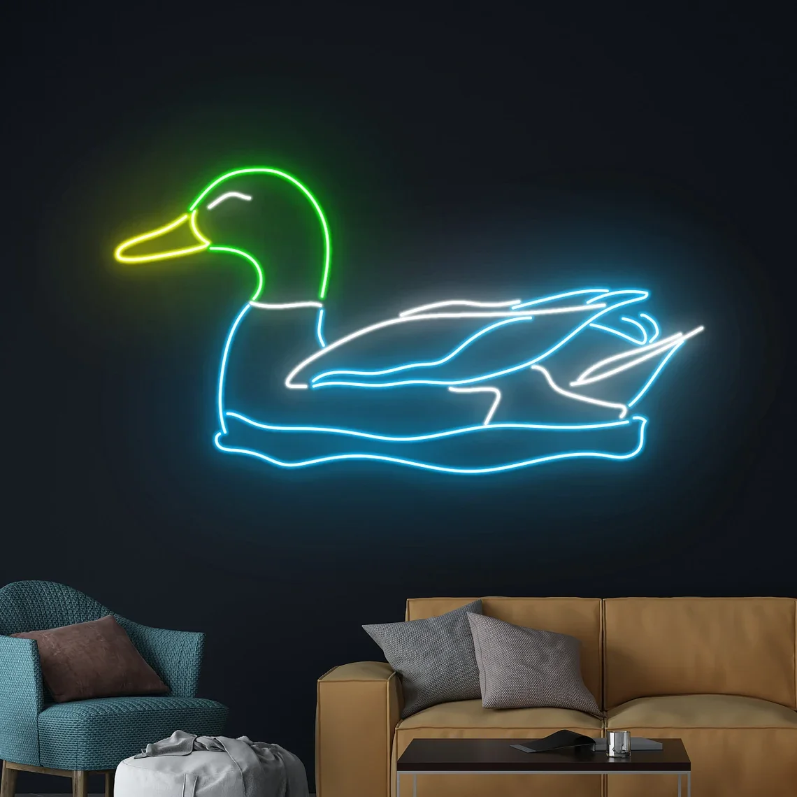 Mallard Duck Neon Sign Duck Swimmin Art Neon Duck in Lake Sign Duck Room Wall Art Decor Home Shop Game Room Decor Gift