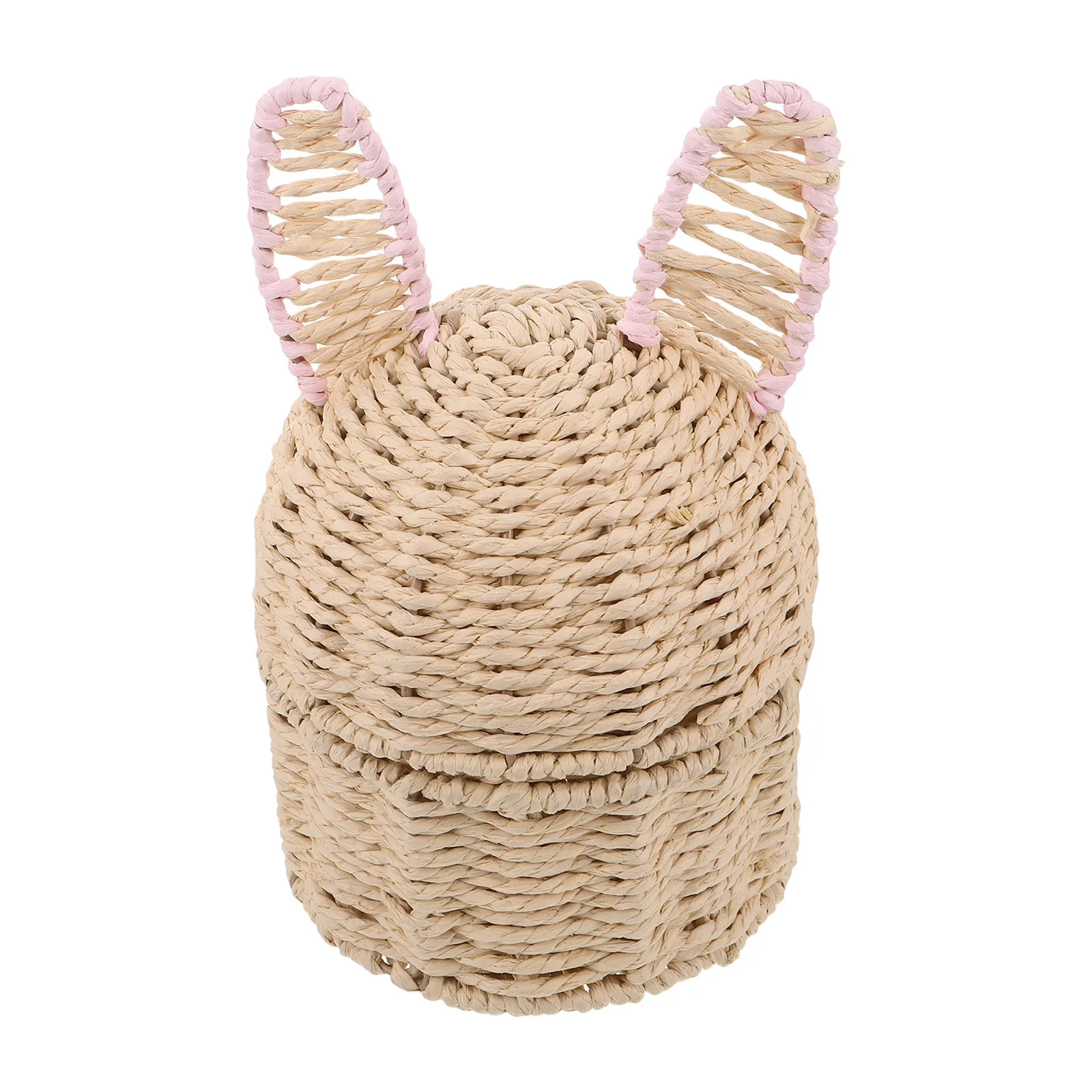 Cesta de Mimbre Tejida a Mano con Orejas de Conejo para Pascua, Linda Cesta de Conejo para Guardería, Almacenamiento de Aperitivos, Cesta Decorativa de Ratán para la Búsqueda de Huevos de Pascua