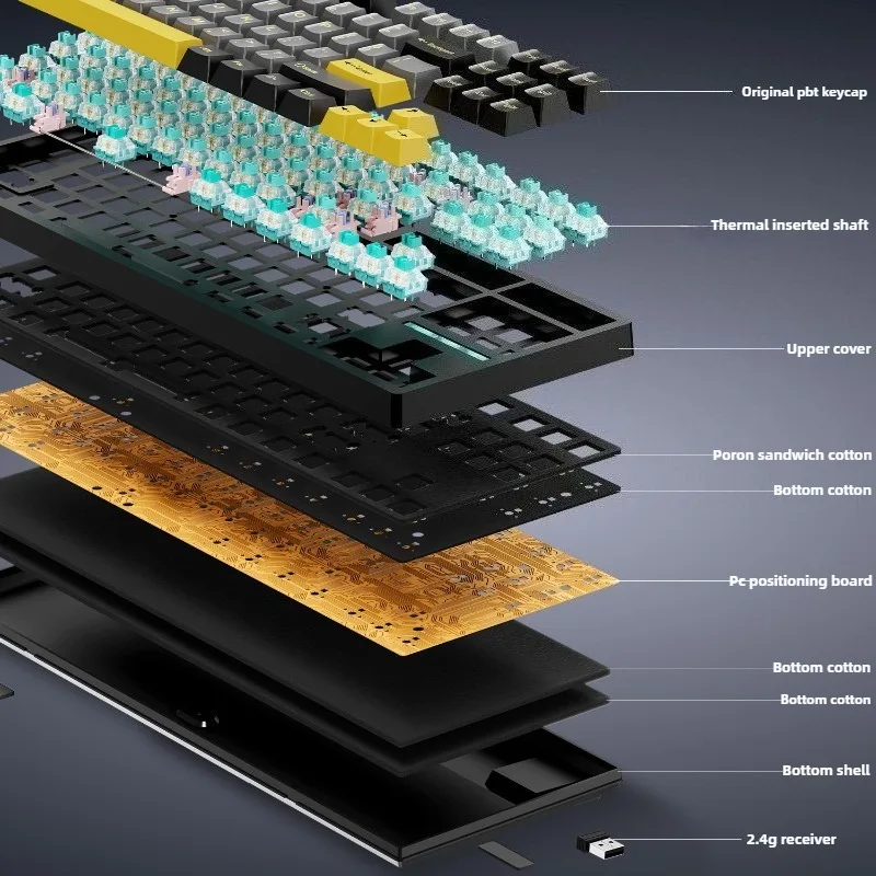 87 Key Hot Swappable Wireless Bluetooth Wired Three Mode Mechanical Keyboard E Sports RGB Backlight for Office Gamers Typists