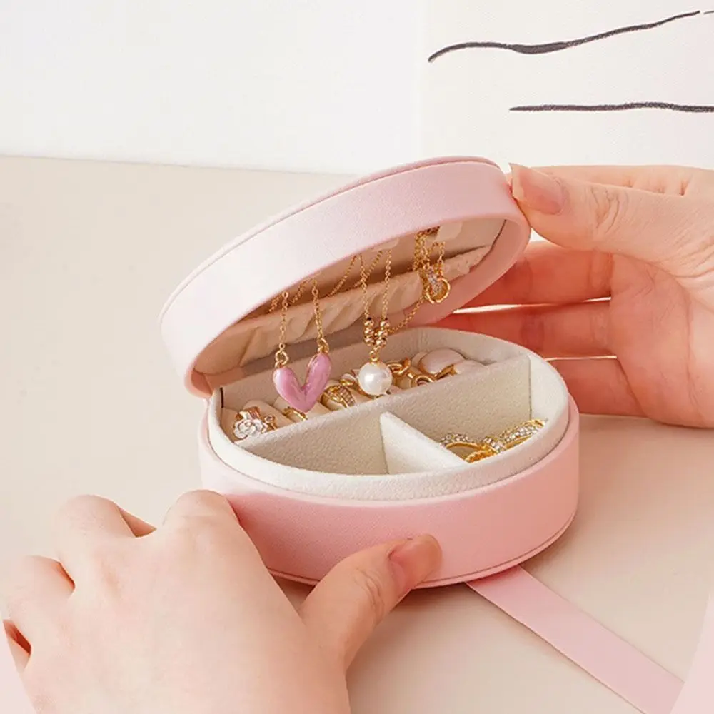 Durable Leather Jewelry Storage Box Mini Portable Earrings Necklace Storage Tool Jewelry Case