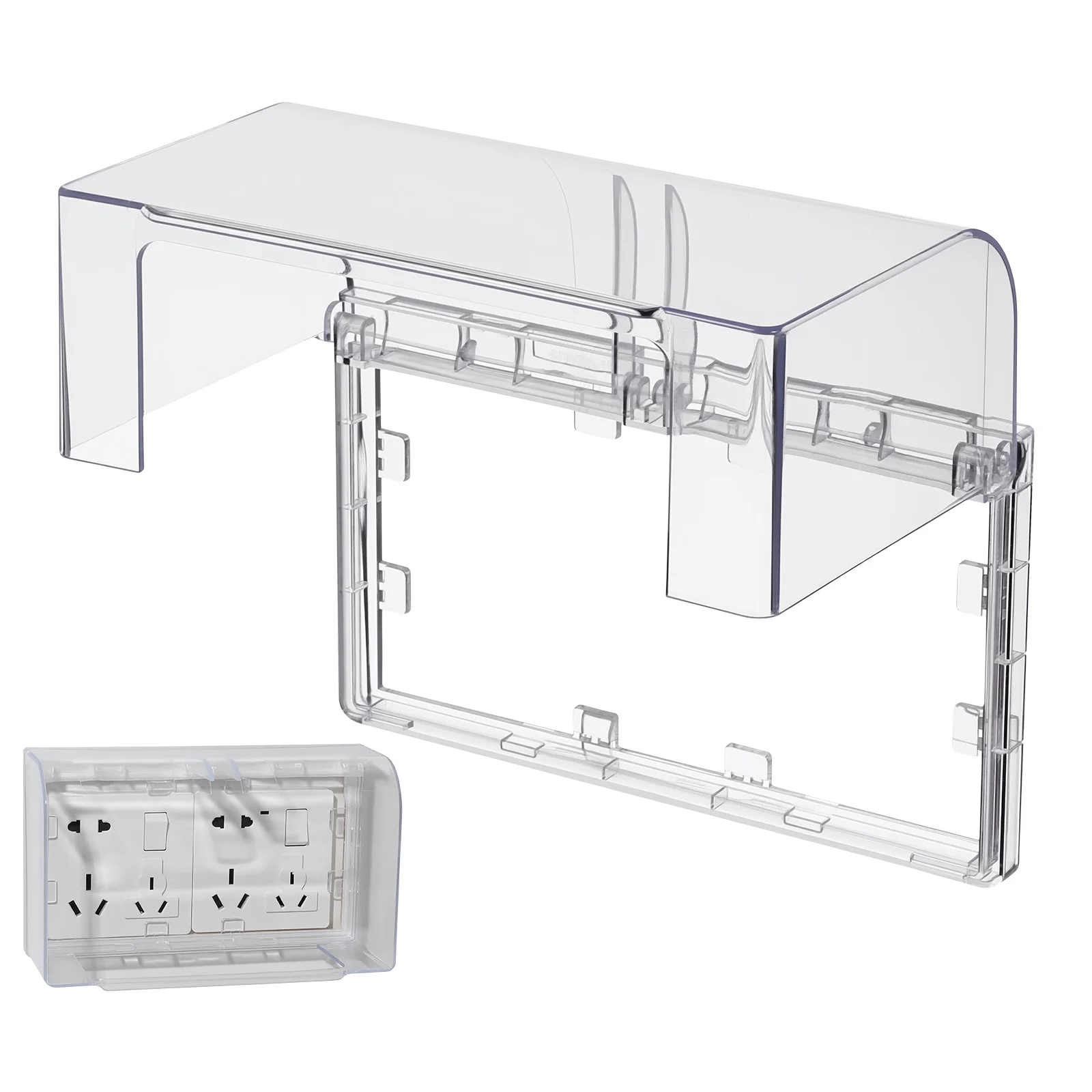 

1Pcs Waterproof Socket Cover Thickened Double-Position Adhesive Type Splash-Proof Wall Outlet Case for Household Commercial