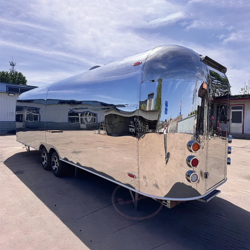 

Commercial Mobile Food Cart Stainless Steel Mirror Finish Rust-Resistant Easy to Clean Kitchen Outdoor Catering Stall