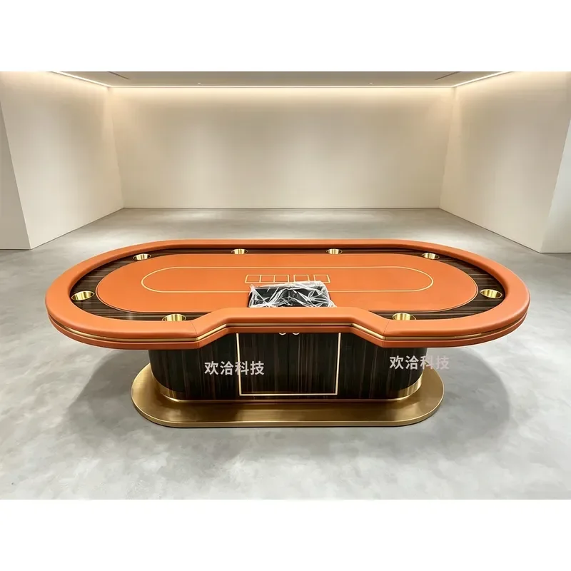 Custom Logo Texas Poker Table for 10 Players High End Solid Wood Home Gaming Table