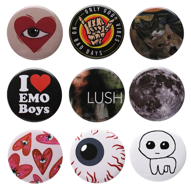 30 Types Cute Cartoon Tinplate Pins Soft Button Tinplate Brooches Custom Backpack Clothes Badge Accessories Round Lapel Pin Gift