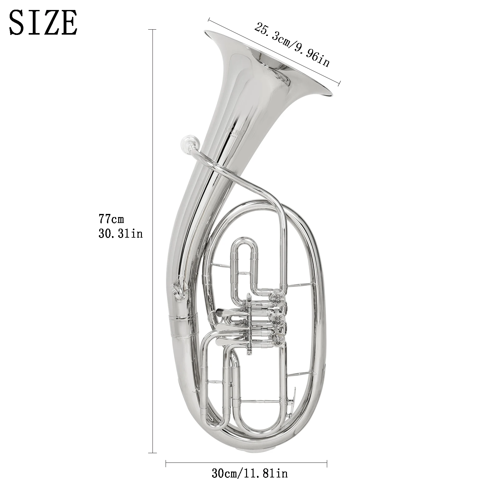 SLADE 3 Key Tenor Horn Brass Lacquer Tenor Horn Professional Brass Instrument with Gloves Bags for Horn Beginners Performance
