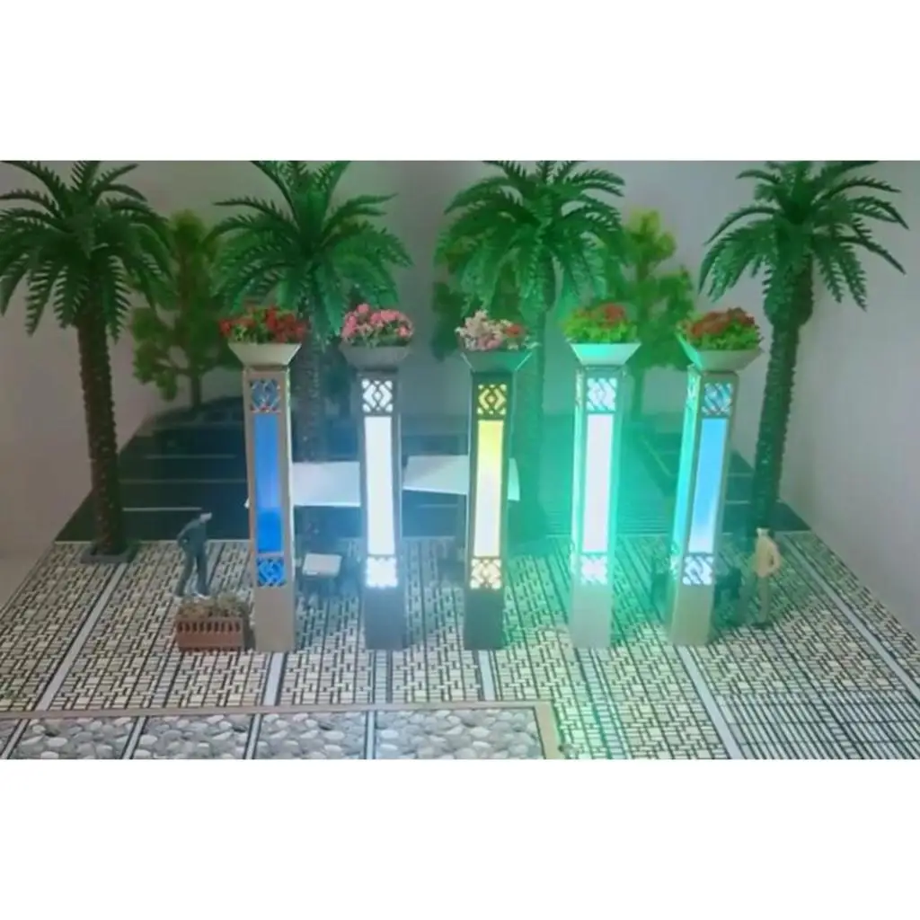 

5pcs HO Scale Model Railway Garden Crossing Warm White Lights 3V